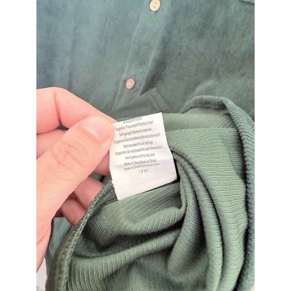 NWT COOFANDY Men’s Green Corduroy Long Sleeve Button-Down Shirt Size Large - Picture 6 of 8